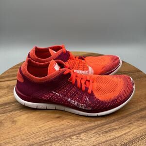 Nike Free 4.0 Flyknit Shoes Womens Size 9.5 Fire Red Running Comfort Walking Gym